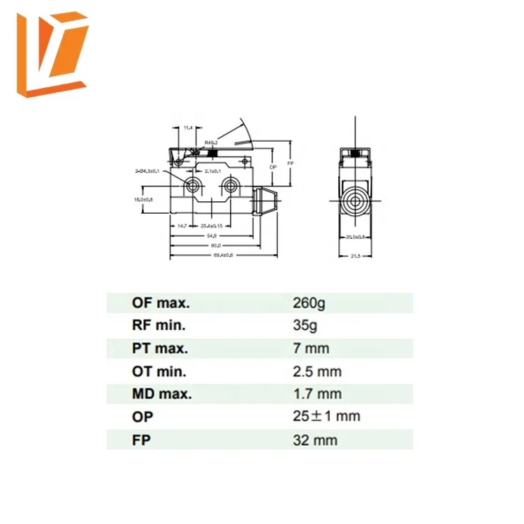 Cross Roller plunger Short Lever industrial esrotary encoder limit switch
