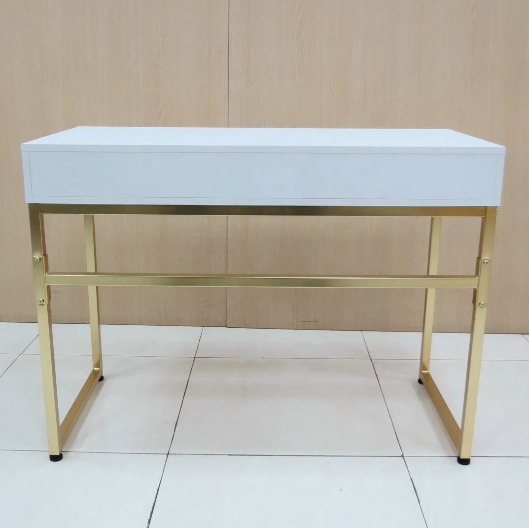 Home Top Simple Study computer desk with drawers modern computer desk with 2 drawers