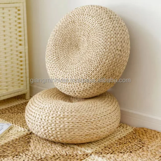 Boho Vintage Vietnamese Water Hyacinth Round Seat Cushion for Home Decor Christmas Gifts New Year Presents