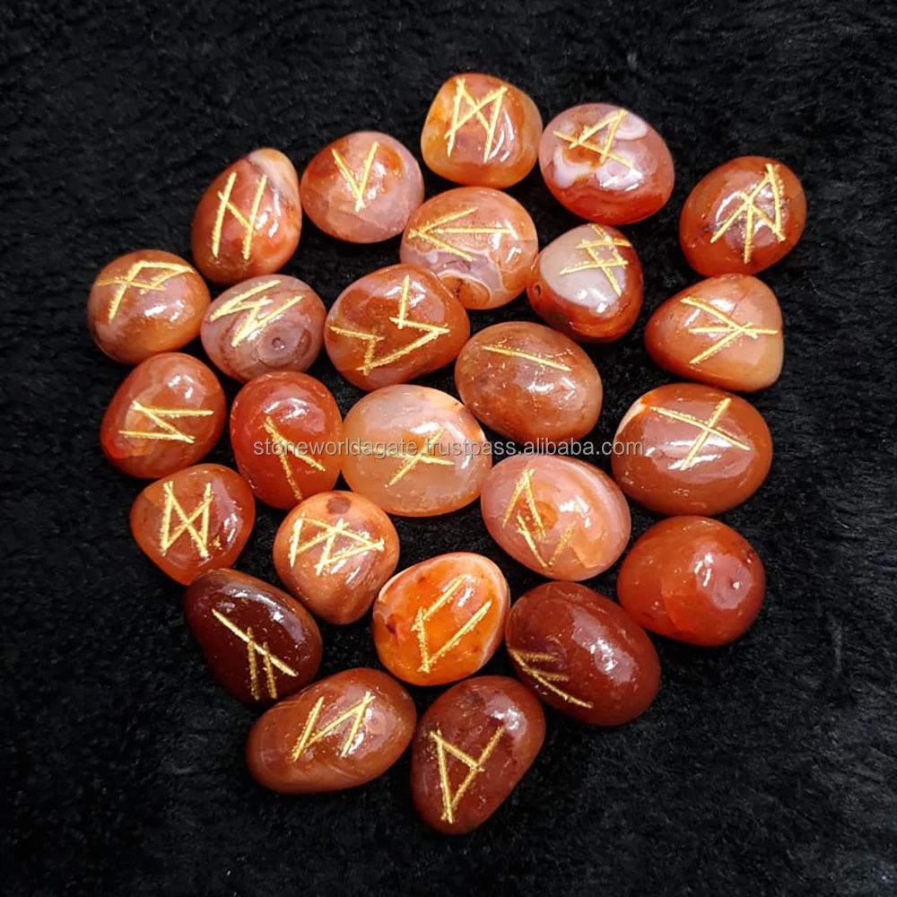Carnelian Rune Set Wholesale Carnelian Tumbled Stone Rune Set Engraved Tumbled Rune Set For Reiki & Chakra Balancing