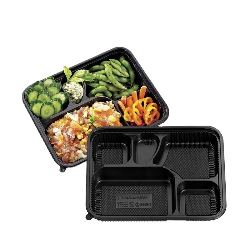 Taiwan 5 compartments plastic disposable bento box food container for lunch