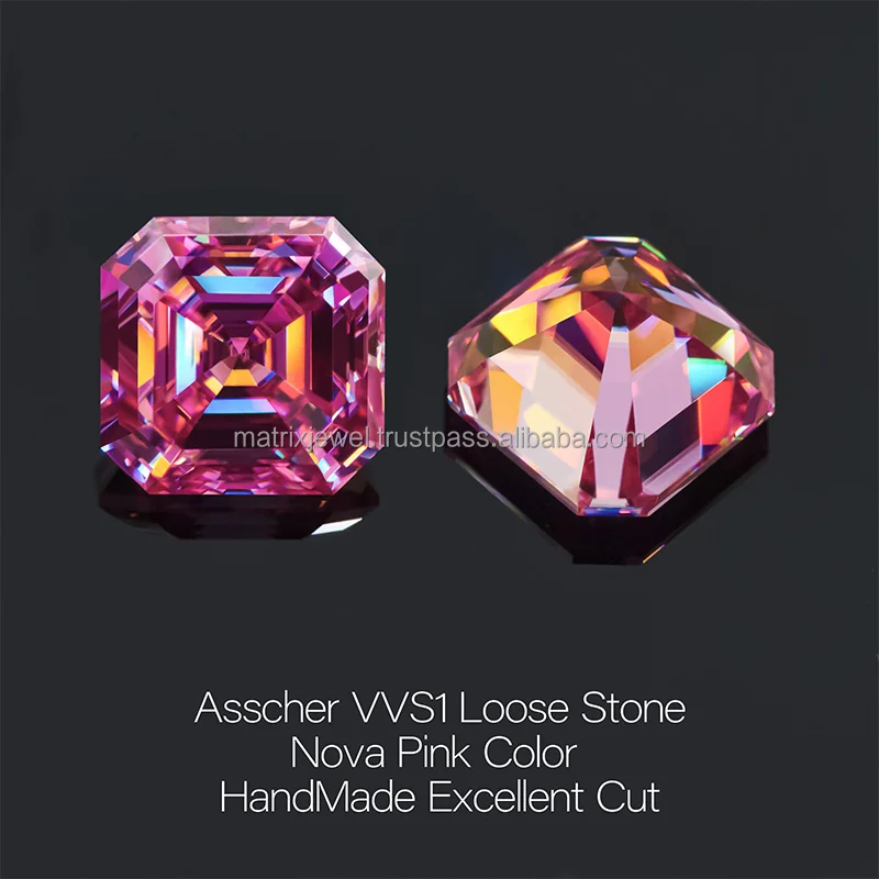 Fancy Vivid Asscher Cut Pink Diamond 1.08ct Vs1 VV1 Asscher Cut GIA Certified Lab Grown Diamond For Jewelry loose diamond cvd