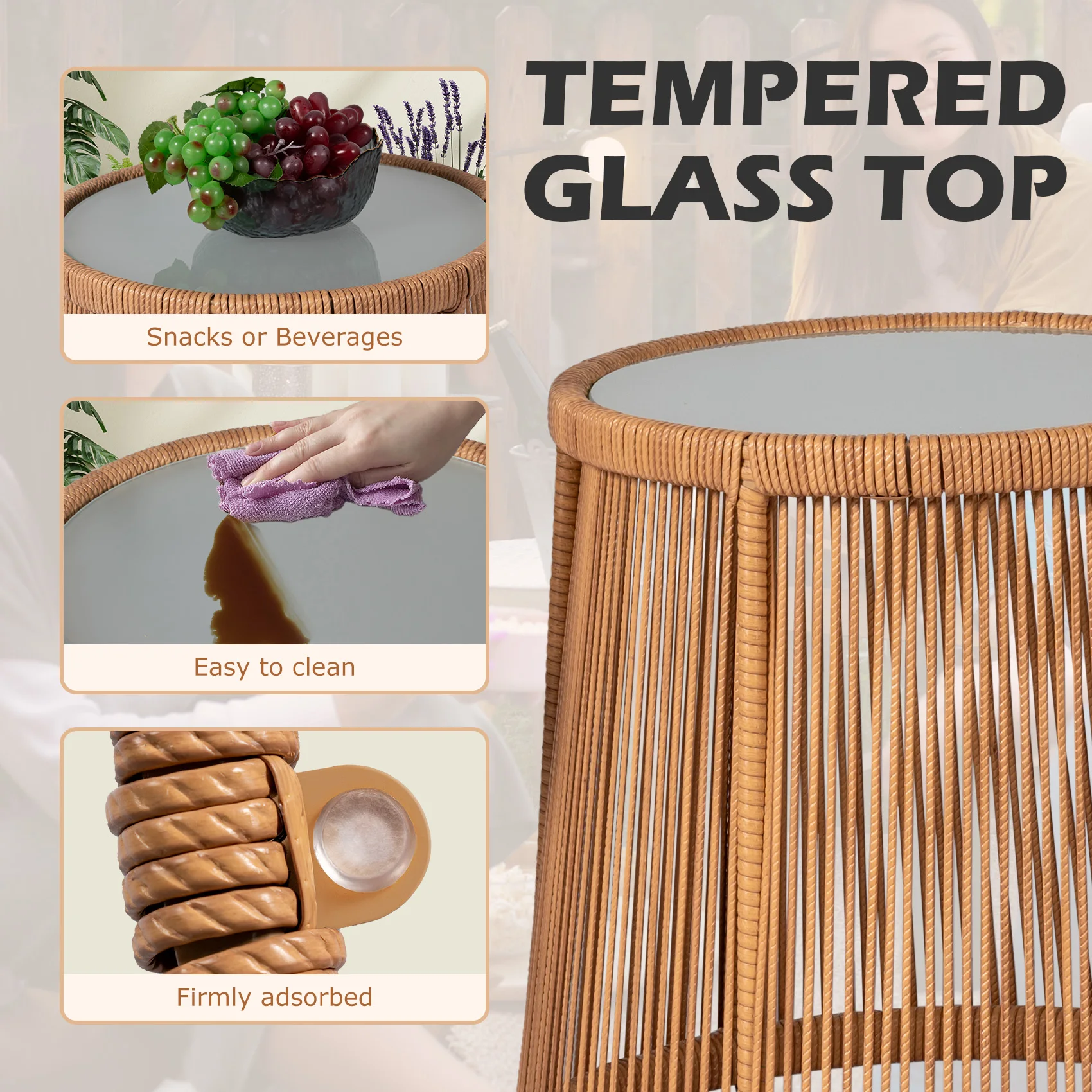 Modern 3-Piece Oversized Outdoor Patio Sofa Set Hot Sale wicker Garden Furniture Farmhouse Aluminum Frame sectional Sets