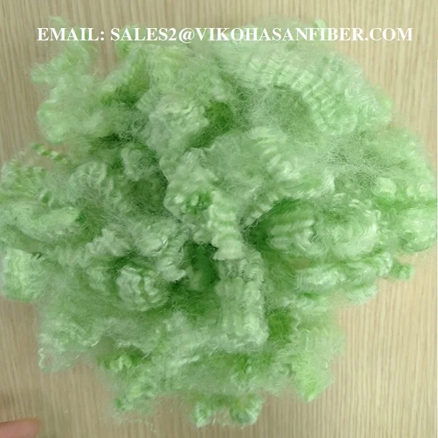 100% Polyester Staple Fiber 15D HS Green A grade Vikohasan Manufacturer and synthetic fiber and GRS recycled polyester fibre
