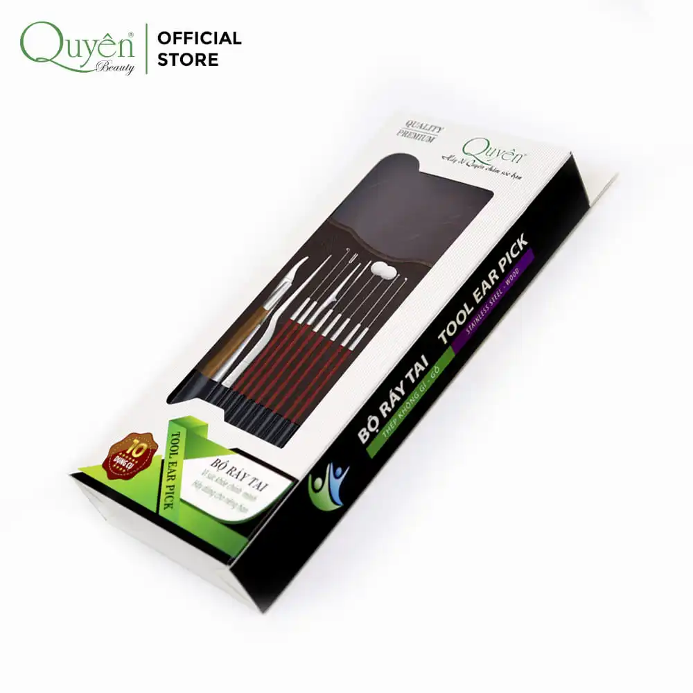10-Pcs Stainless Steel Ear Wax Removal Tool High Quality Set BRT-CC Quyen Beauty Ear Pick Cleaner Home Use Earwax Cleaning Kit