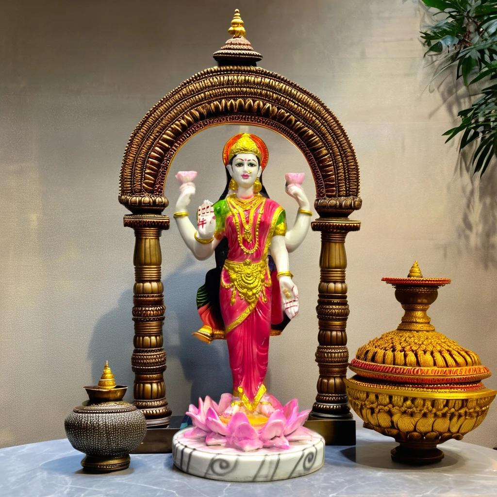 Композитный мрамор ручной работы Ma Laxmi Murti Idol лучше всего подходит для офисного выставочного зала безмятежная красота священных мест по доступным ценам