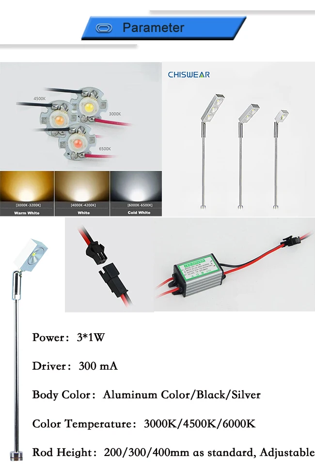 Led Standing Spotlight 12-24V Jewelry Display Showcase Lighting