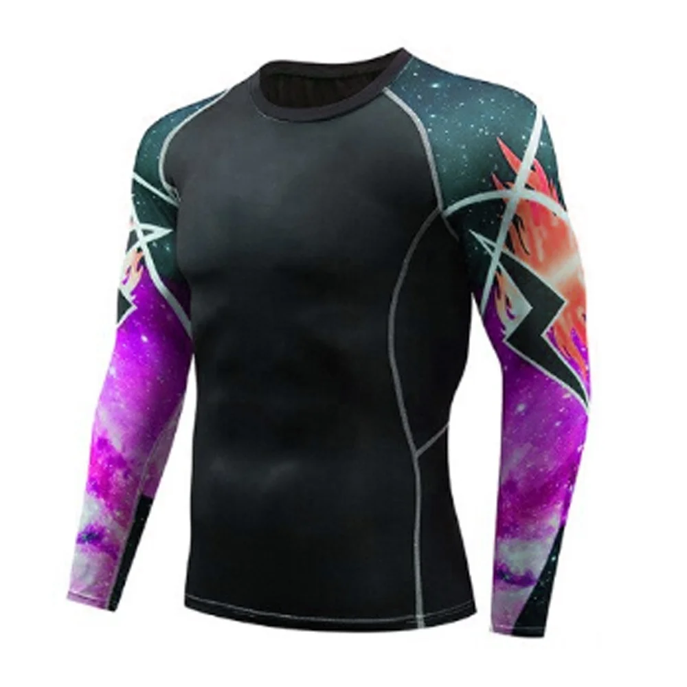  Компрессионная рубашка bjj rush guard с длинным рукавом пользовательский сублимационный принт MMA спортивная одежда для мужчин