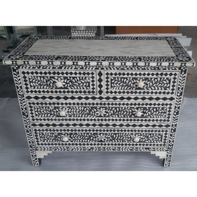 Indian Horn & Bone Inlay Chest of Drawer