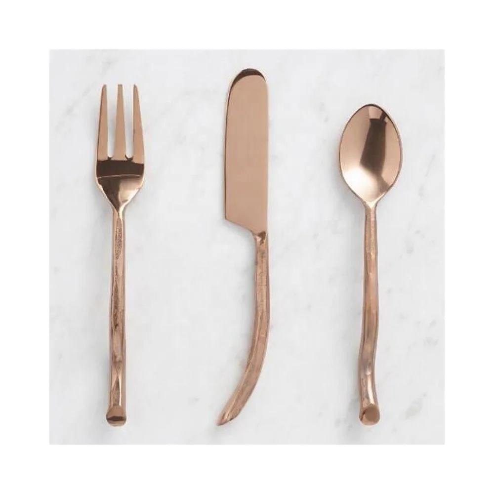 Wholesale portable luxury 5 piece stainless steel Designer Handle Italian cutlery with Thin modern salad server  Set