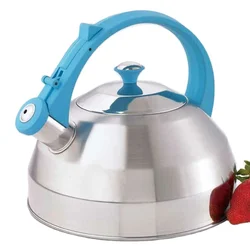Steppes 2.8 Qt. Stainless Steel Stove Top Whistling Tea Kettle Water Kettle Camp Kettle with Blue Color Handle