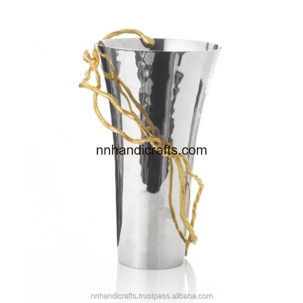 New Arrival Handmade Steel Metal Iron Brass Antique Doom Hammered Floor Vase Small Medium Big Tall Mini Large Table Vase For Bar