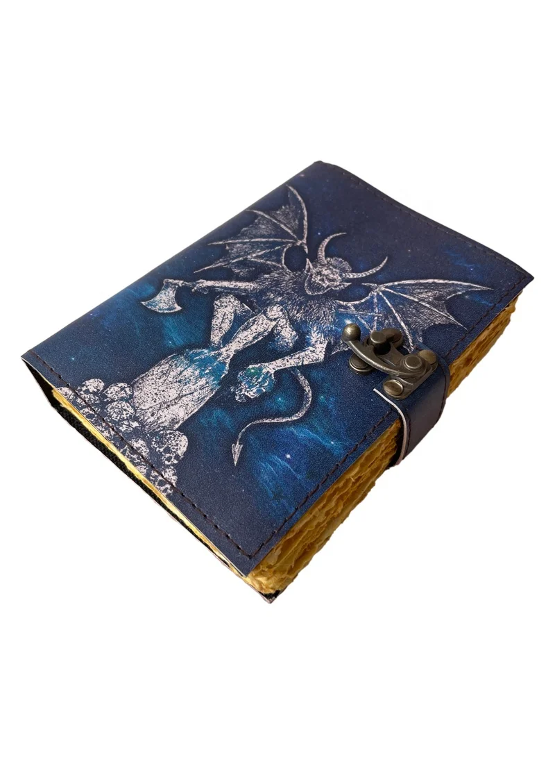 horror man With Dragon Printed Blank spell book of shadows journal with lock vintage handmade prop leather Cover Unlined Art Pa