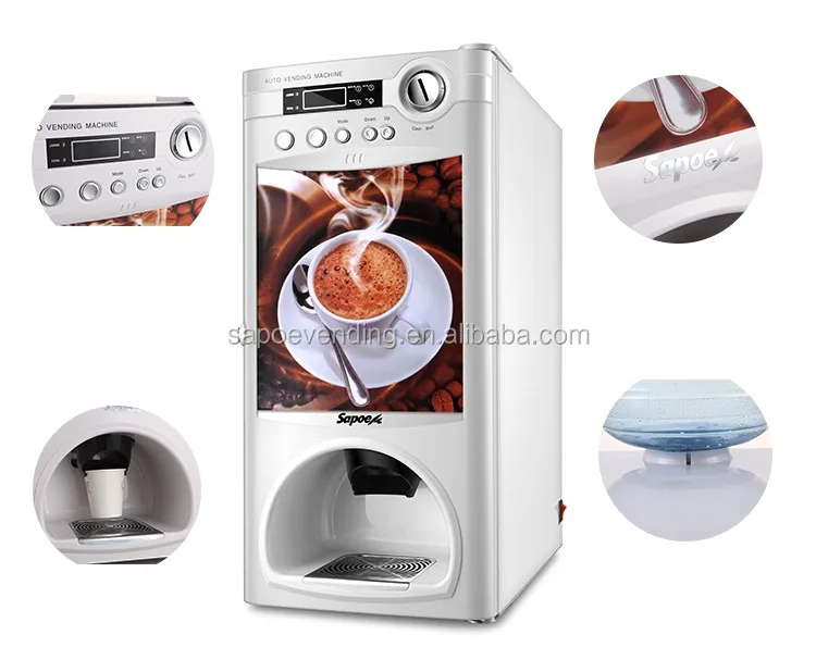 Sapoe 820W Factory Design Coin Operated Commercial Coffee Machine Espresso Machine AC110V Suitable for Gas Stations