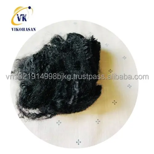 Solid Dry Black Fiber made by recycled scrap fabric  from largest Vietnam factory  good for quilting wadding filling