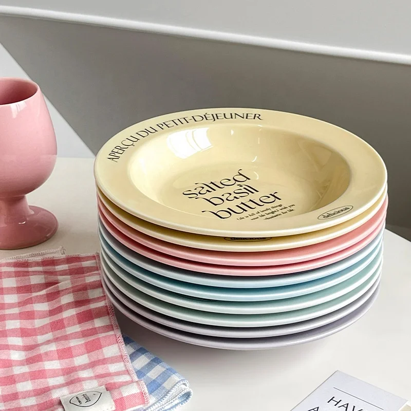 Custom Print Logo Creative 3 In 1 Western Steak Spaghetti Cake Breakfast Makers Waffle Porcelain Ceramic Plate Set For Breakfast