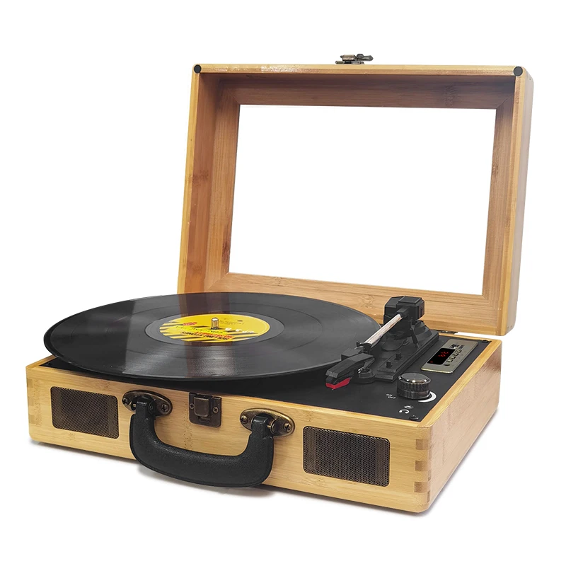 Проигрыватель с 3-скоростными записями, сменный рубиновый стилус, Виниловый проигрыватель с Bluetooth