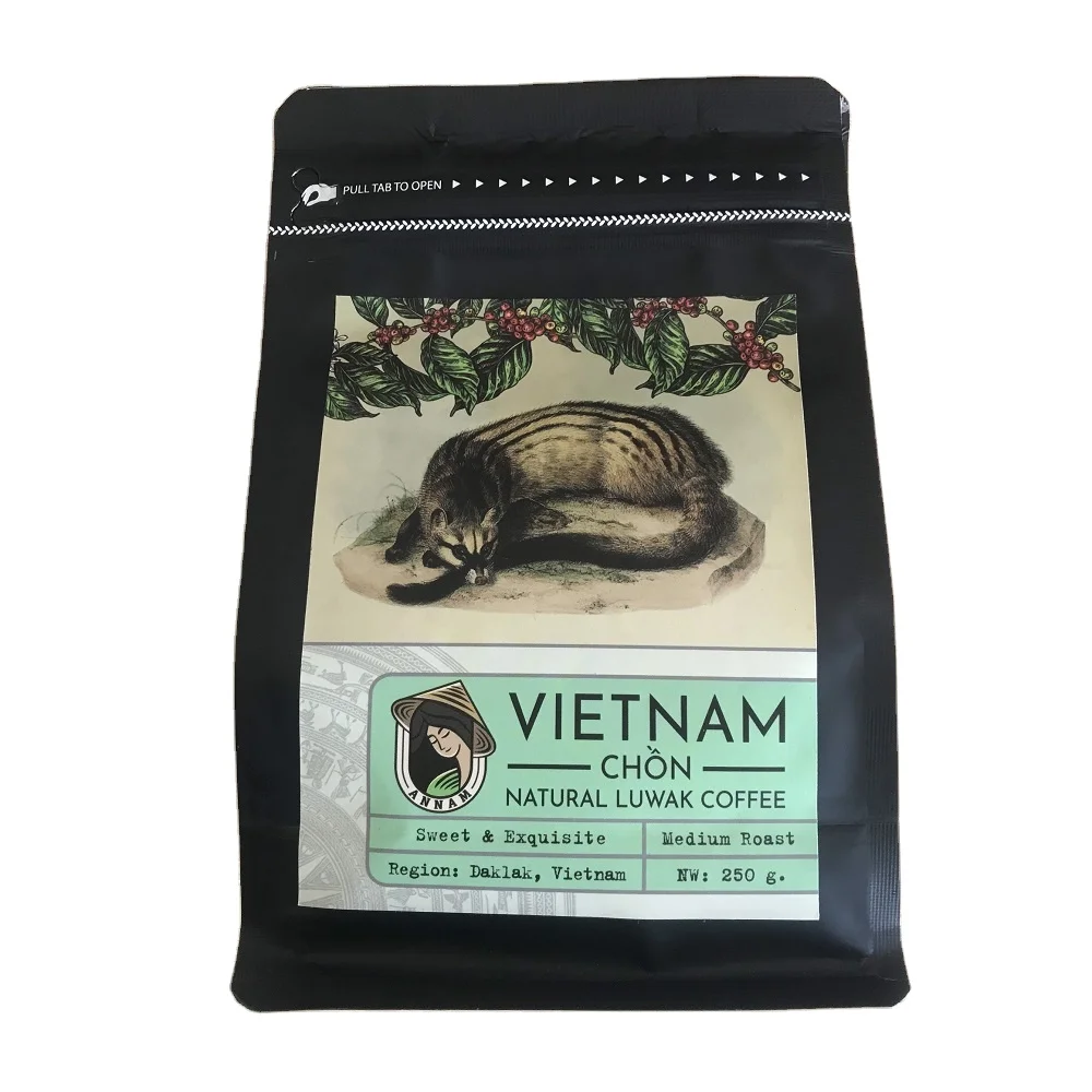100% органические 250 г в упаковке жареные кофейные зерна Robusta