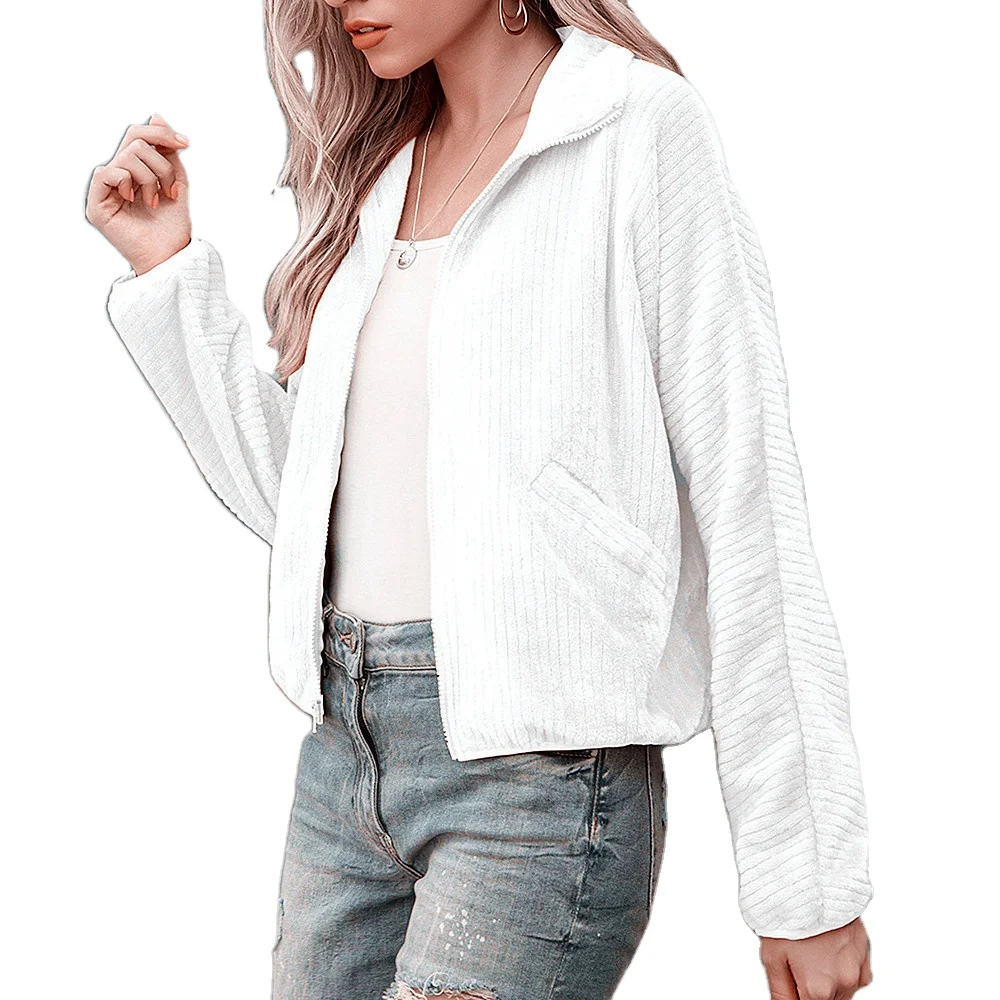Wholesale Winter Warm Fleece Jacket For Women Custom 100% Polyester Coral Fleece Jackets Zip-up Womens Long Sleeve SweatShirts