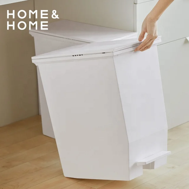 Latest and Fashionable counter pedal open twin lid trash can for indoor , with plastic bag holder