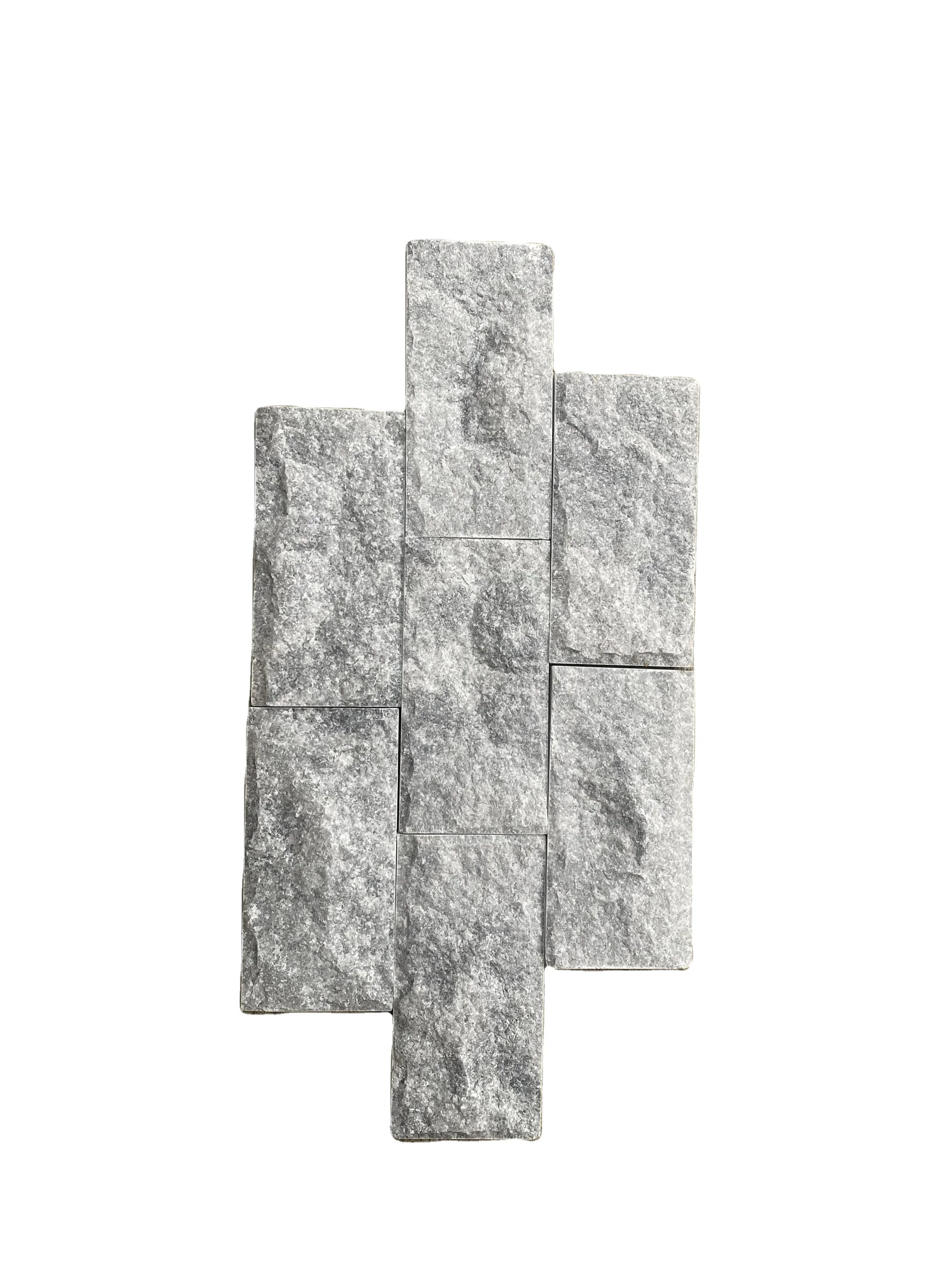 Hand-Split White Marble Stone 10x20x1.5cm for Wall Decor