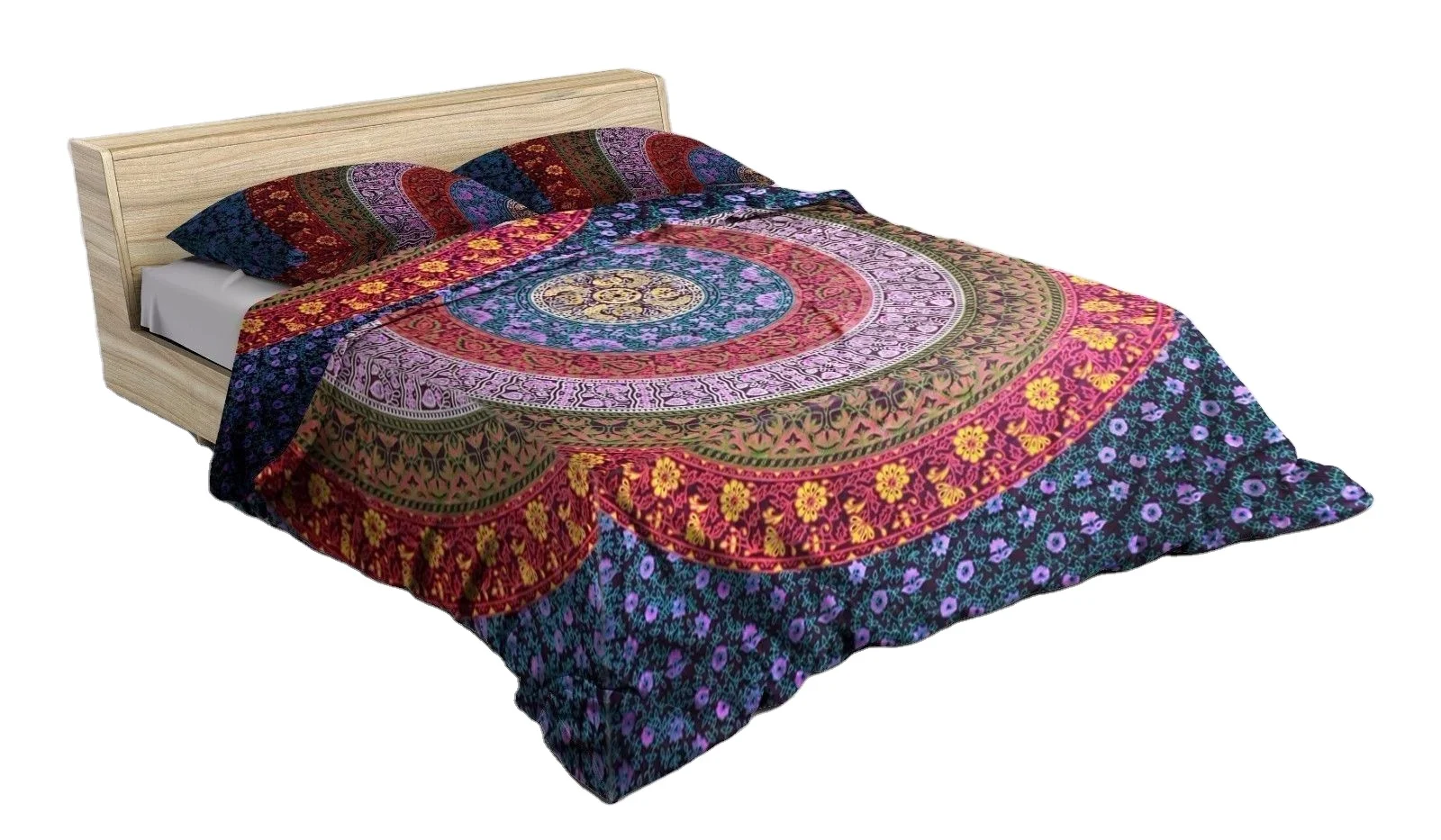 Decorative Mandala Duvet Cover Indian Handmade Doona Cover Queen Reversible Cotton Quilt Cover
