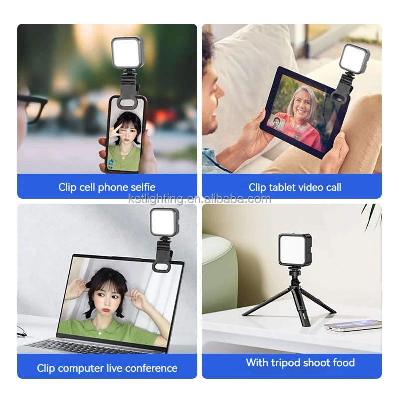 Square ring light basic hot shoe clip desktop tripod clamp head Mini Portable battery LED selfie live Mobile pocket Fill Light