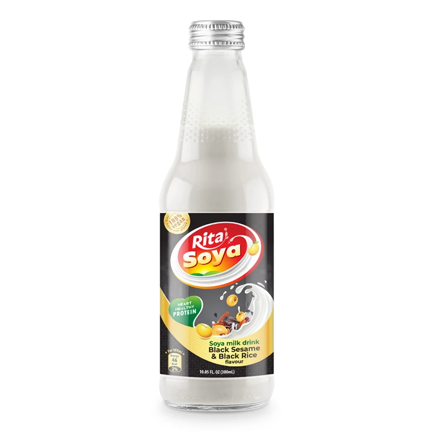 Wholesale 100% Vegan Rita Soya Milk Drink Less Sugar 10.05 Fl Oz Glass Bottle