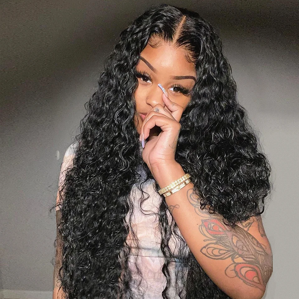 36 Inch Water Deep Wave Human Hair HD Lace Front Wigs brazilian Virgin Human Hair Wigs Vendor Unprocessed Raw Weaves and Wigs
