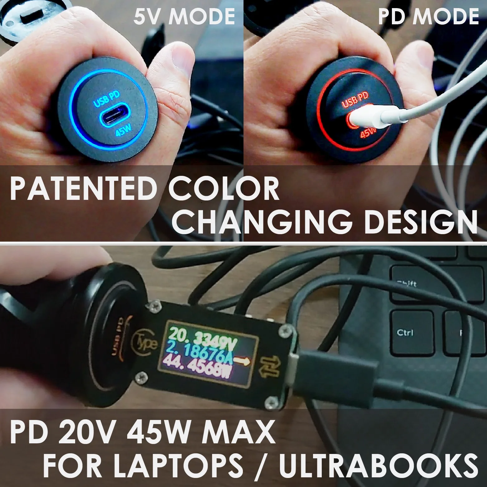 DIY PD 12v dual usb socket charger bus car port adapter power outlet marine rv lighter waterproof 1A1C
