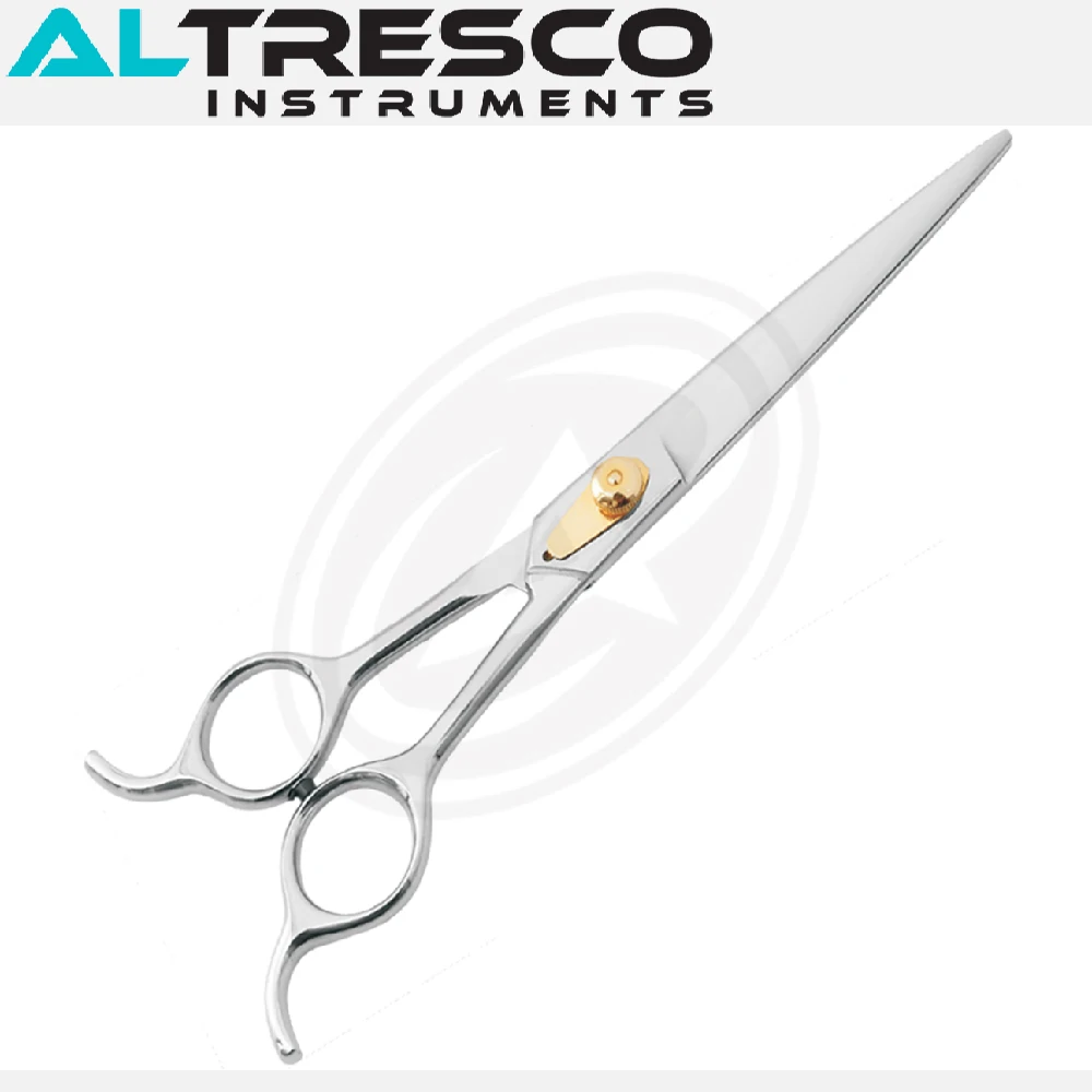 Pet Grooming Shears (Convex/Bevel Edge) Stainless Steel Fixed Finger Rest & Adjustable Screw (Finger Inserts)