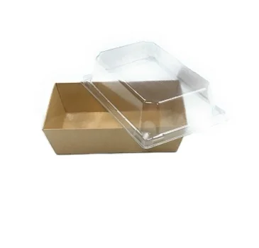 Disposable Kraft Paper Food  Box Packaging With Clear Lids