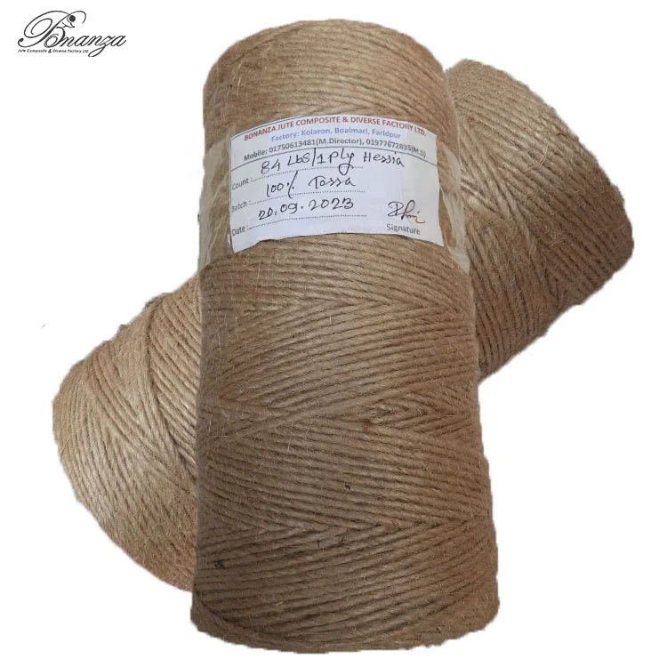 Heavy Count 100% Jute Yarn of 84 lbs 1 Ply Hessian Quality for Rope Making