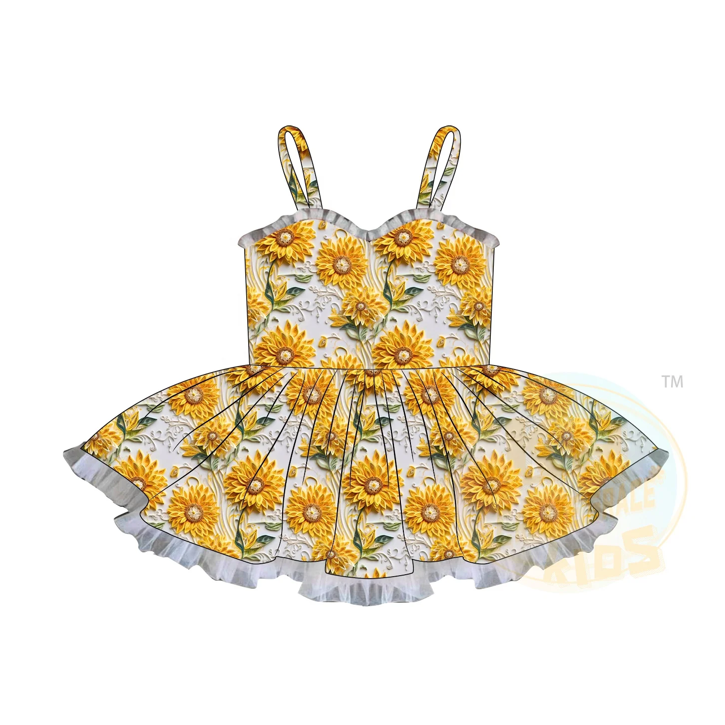 2024Hot Trendy Children Summer Clothing Boutique Print Cartoon Yarn Suspender Skirt Frock Cute Girls Flower Floral Slip Dresses