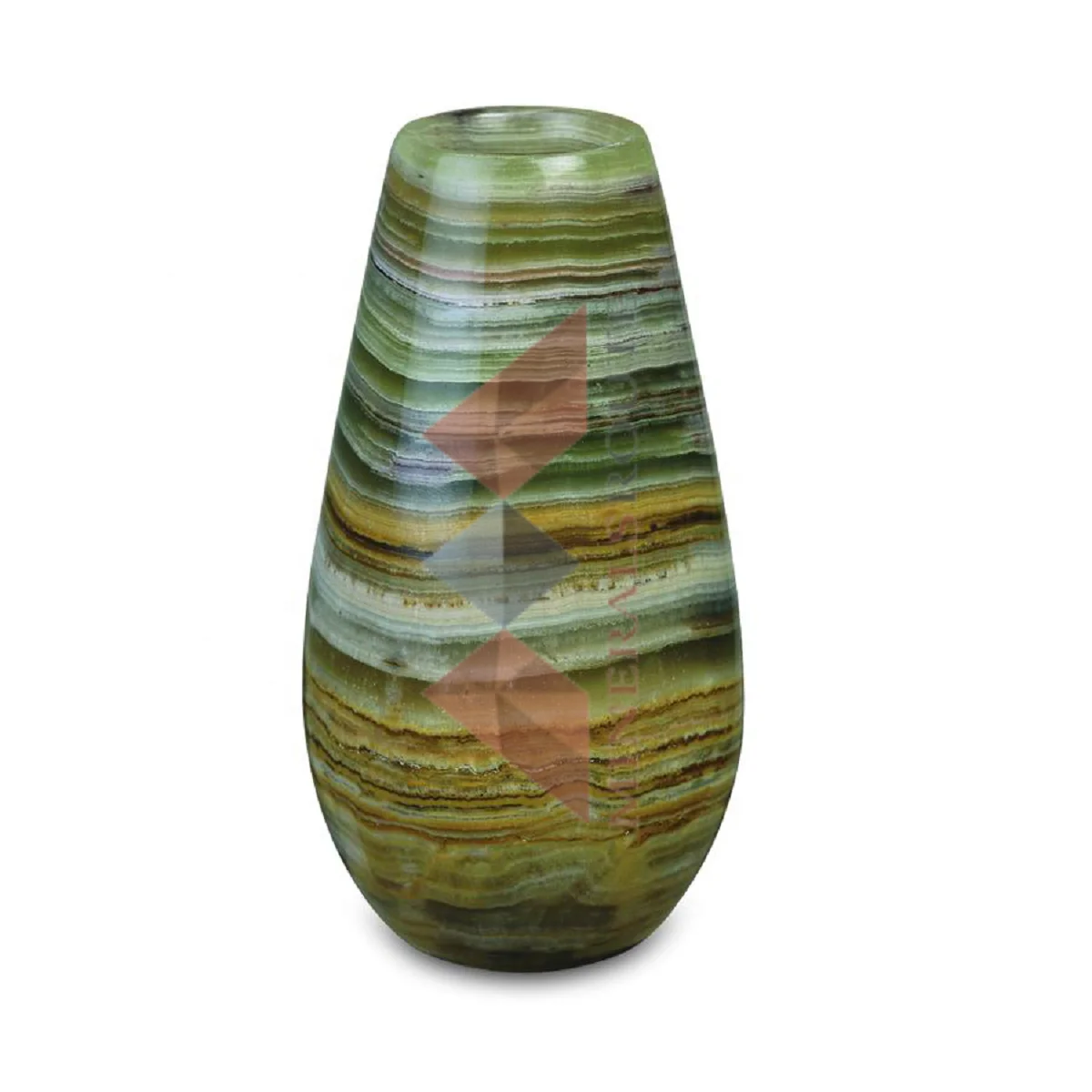 High Quality Handmade Dark Green Onyx Flower Vase ISO 9001 Certified Marble Crafted Decorative Handicraft Flower Pot Stone Vase