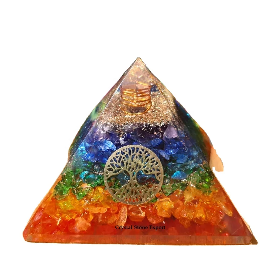  Пирамида семь чакр-ОРГОН с деревом жизни: оптовые пирамиды оргона: оргона для защиты/заживления Эмс