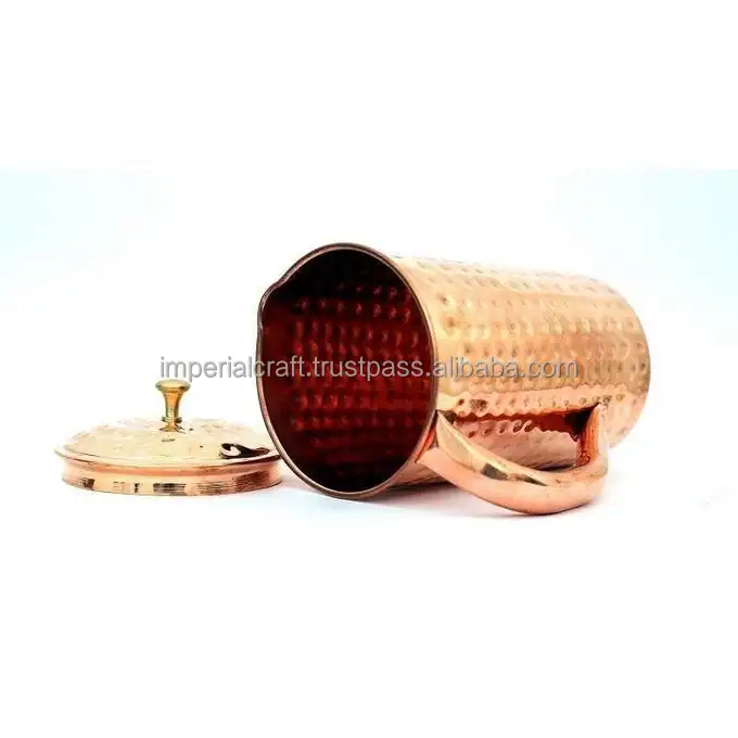 HOT SELLING HIGH QUALITY COPPER WATER JUG WITH HAMMERD DESIGN  DRINKING WARE MADE  BY  IMPERIAL CRAFT