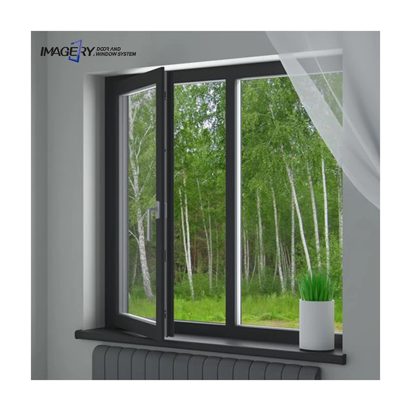 Imagery swing opening aluminium profile doors and  windows double glass casement window garden glass