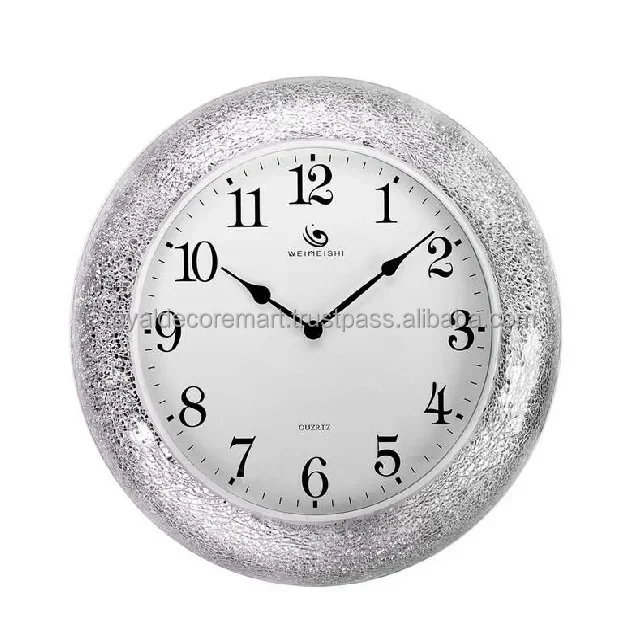 Large Elegant Home RDM Mosaic Wall Clock Silent Analog Metal Number Luxury Glass Blue Beige Multi-Colored Combination Quartz