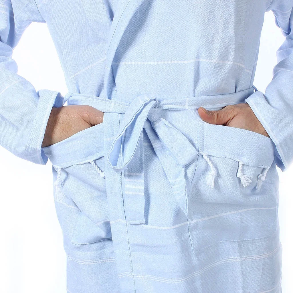 Pure Series Custom Logo Turkish Cotton Luxury Bathrobes for Women Men Lightweight Absorbent Hooded Hotel Robes with Tassels