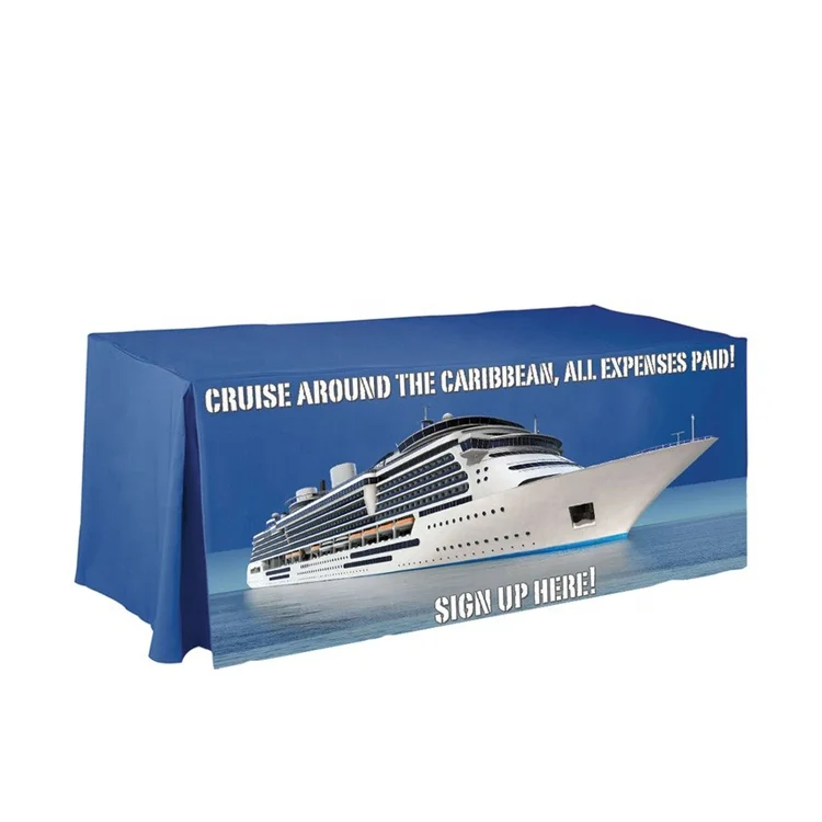 Custom Trendy Business Advertising Table Cloth Polyester Table Throw for Outdoor Promotional Event