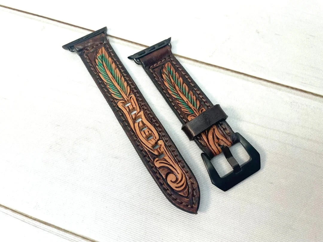 Best Selling Genuine Leather Watch strap band Hand Tooled Leather Watch band 2023 new gifts western gift business casual fashion