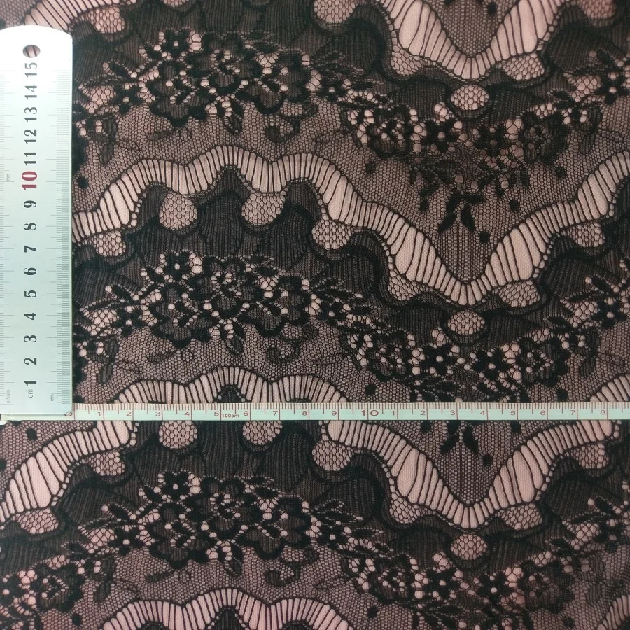 Eyelash lace jacquard lace chantilly lace jacquard knit fabric 100% Nylon for garment dress #LN-27401