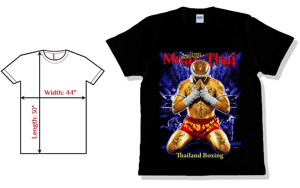 L Size 100% Cotton Premium Quality Kick Boxing Muay Thai T-Shirt Breathable Casual Style Original Graphic Design Silk Print OEM