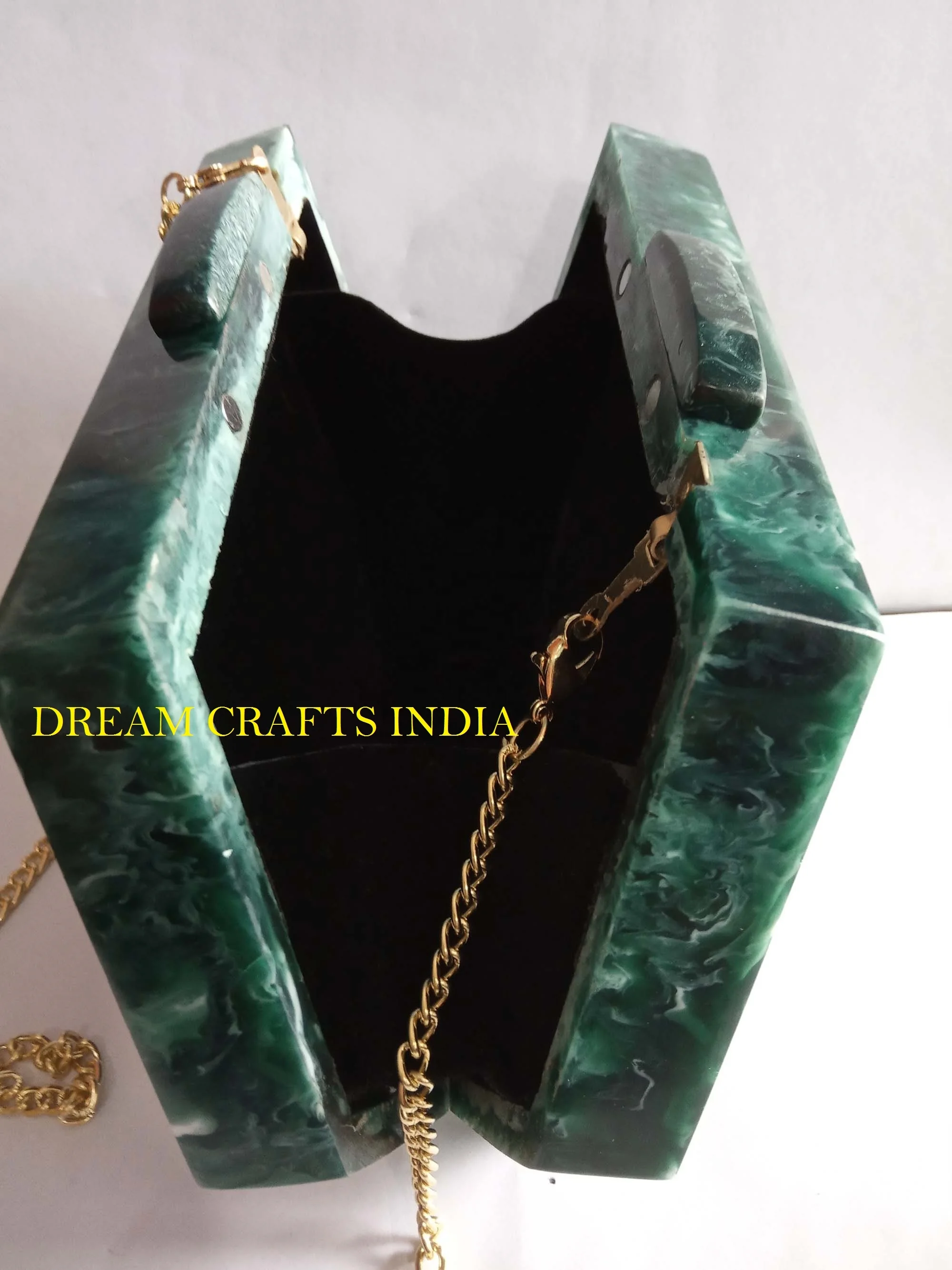 Clutch Bag  Marble Color Resin Geometric  Shape  Acrylic  Marble Color  Evening bag with Gold Strap for Party