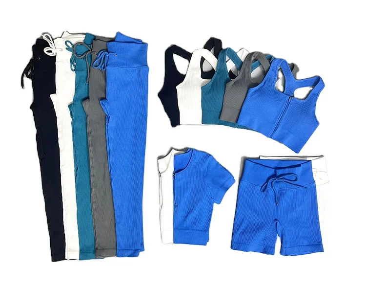  Оптовая продажа одежда для фитнеса и йоги с логотипом на заказ 2 шт. тренировок женские комплекты спортзала молнии