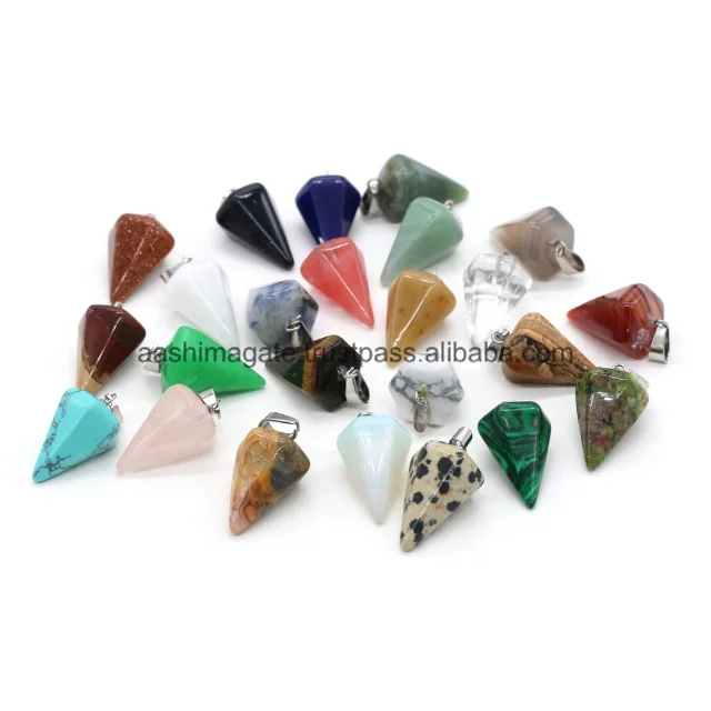 Semi-precious Stone Pendant High Quality Pendant Jewelry for Making DIY Necklace Accessories Multilateral Cone Fashion Natural