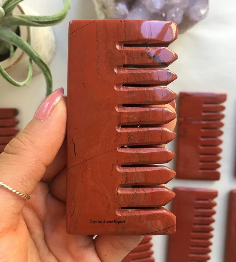 Natural Rose Quartz Crystal Comb Crystal Hair Comb