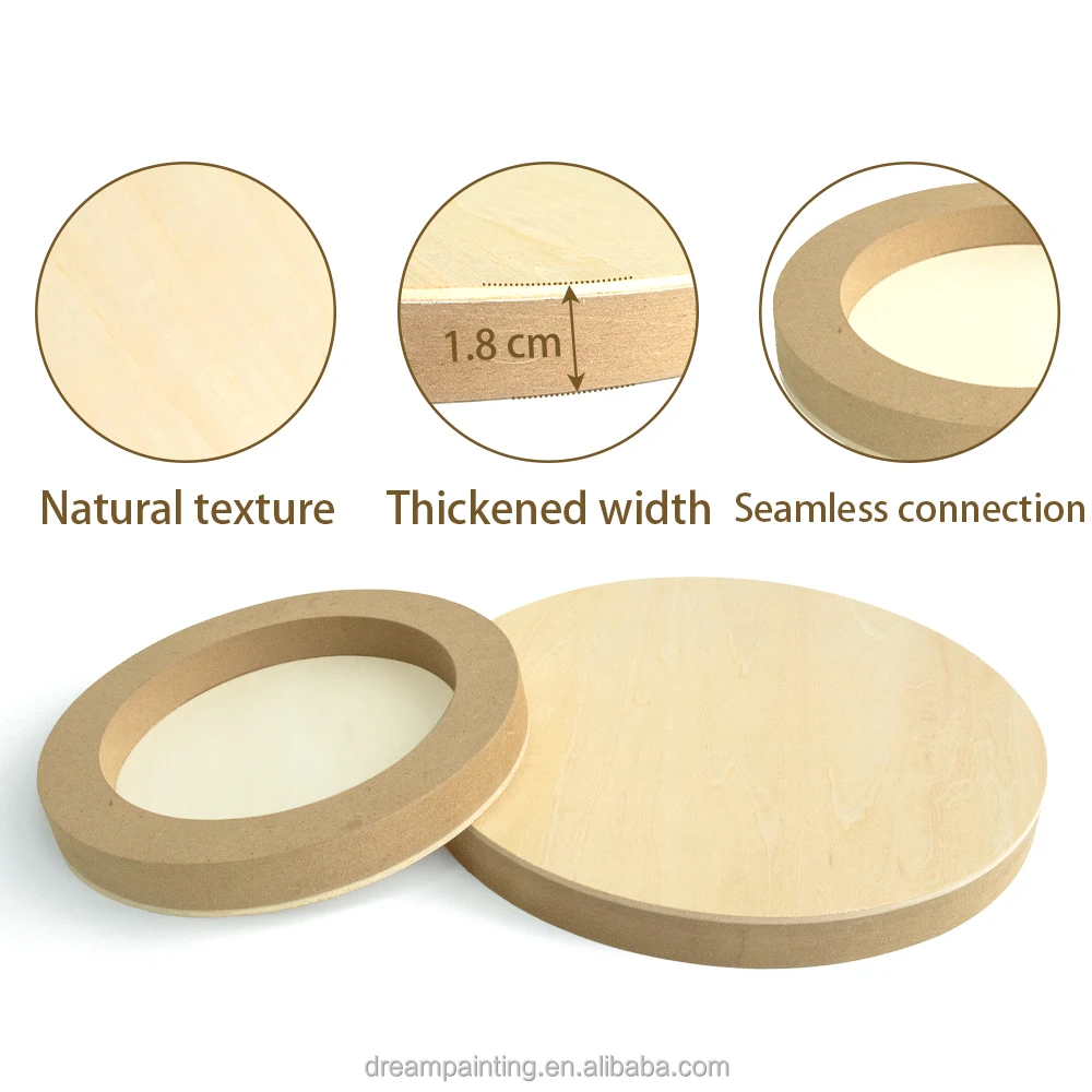 20CM Diameter Wooden Art Panel Round Unfinished Wooden Canvas Painting Board Blank DIY Crafts Wooden Tray