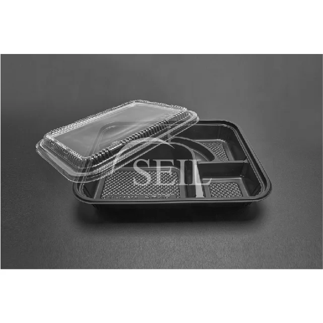 SL-LC306 Airtight Meal Prep PP Takeaway Food Bento Box Disposable 5 Compartment Lunch Container With Clear Lid